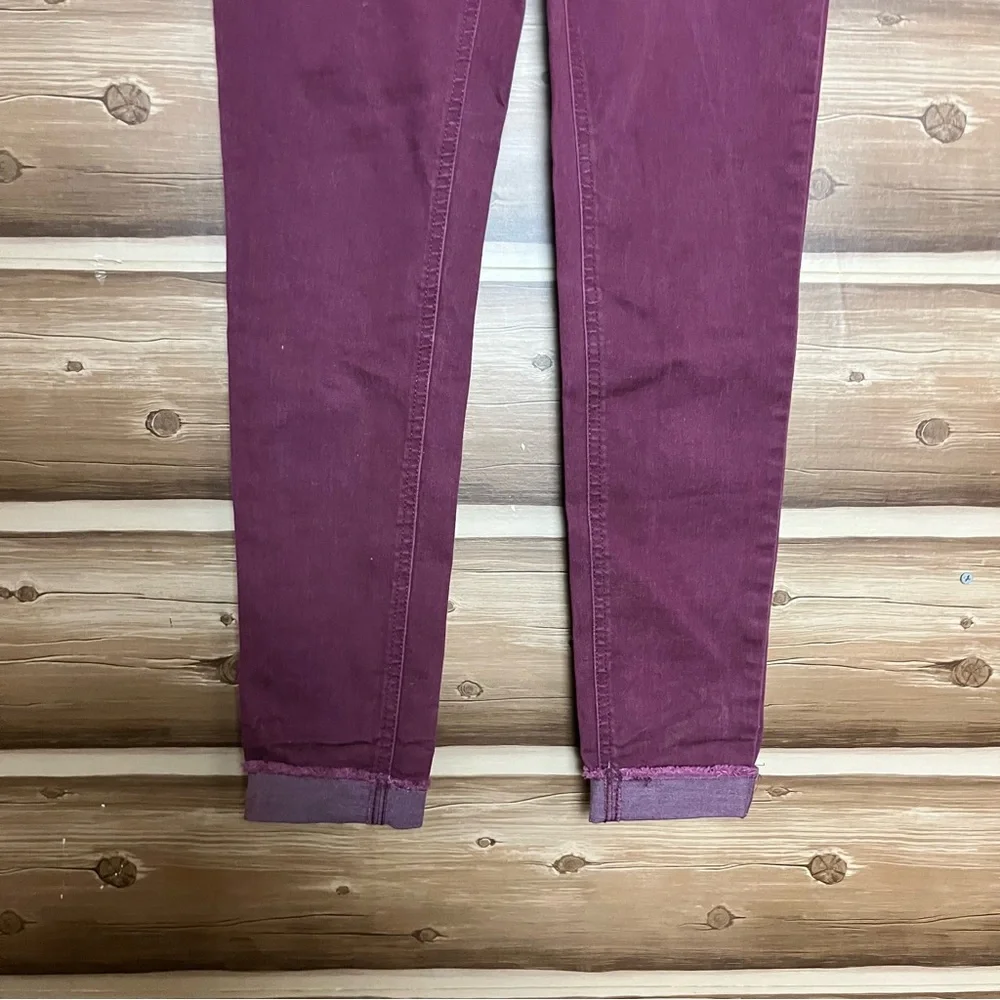 5 for $30 Justice girl skinny mid rise elastic waist ankle burgundy jeans Sz 14